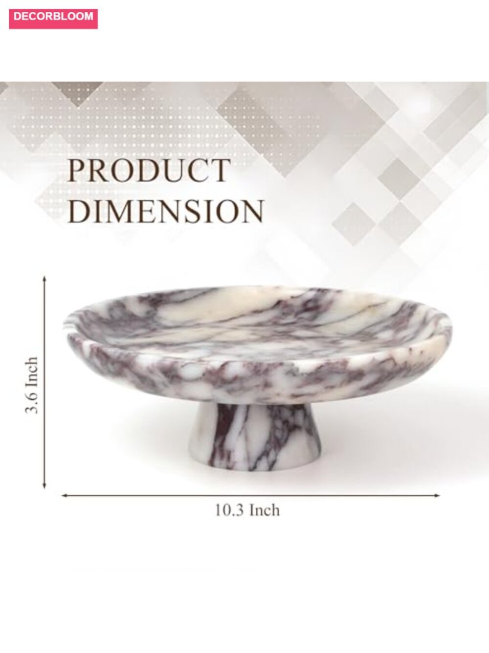 Natural Marble Pedestal Fruit Bowl Calacatta Viola Decorative Centerpiece - Picture 2 of 6